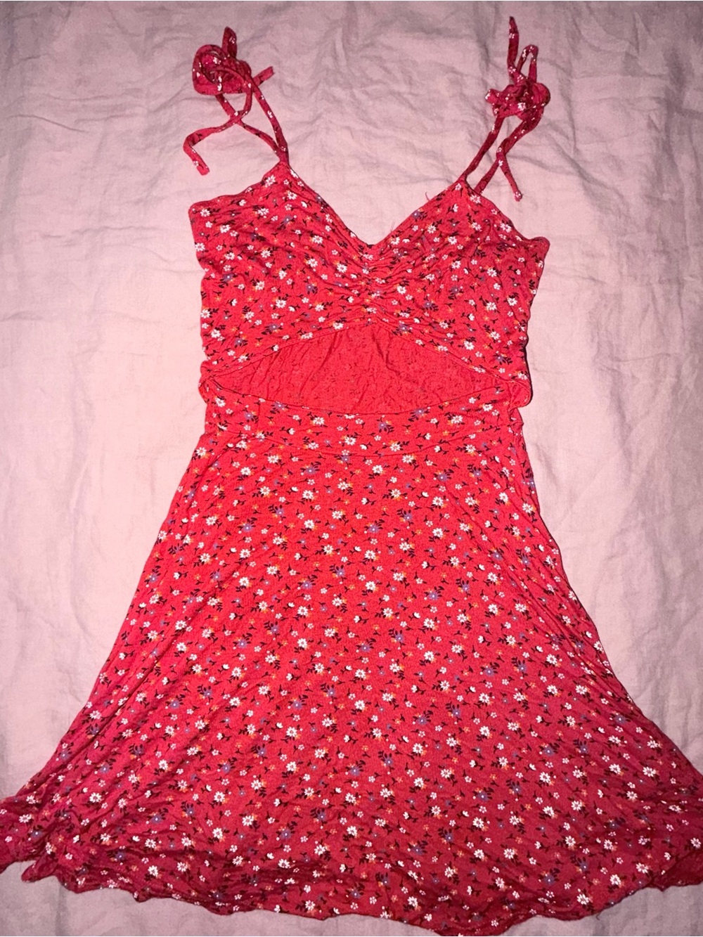 Nasty Gal Red Floral Cutout Mini Dress